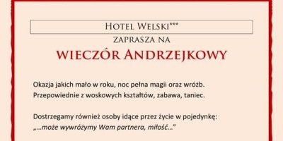 Wieczór Andrzejkowy w Hotelu Welskim