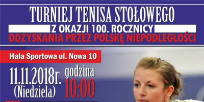 Zapraszamy na Turniej Tenisa Stołowego z okazji 100. rocznicy odzyskania przez Polskę niepodległości